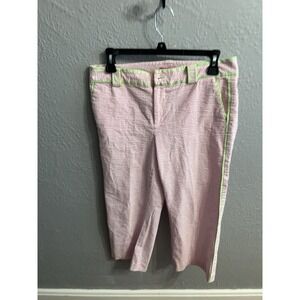 Lilly Pulitzer  Womens Size 4 Pink Green Seersucker Capri  Main Line Fit